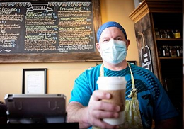 Man serving coffee