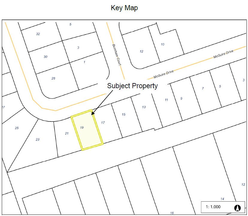 Key Map for Minor Variance 19 McGuire Drive