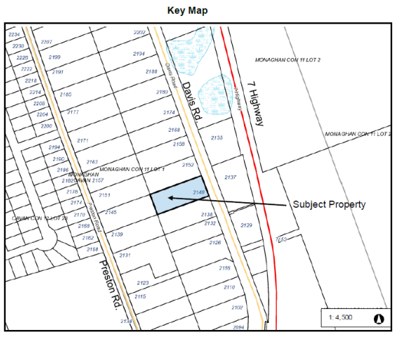 Key map for notice of intent to remove holding symbol 2148 Davis Drive