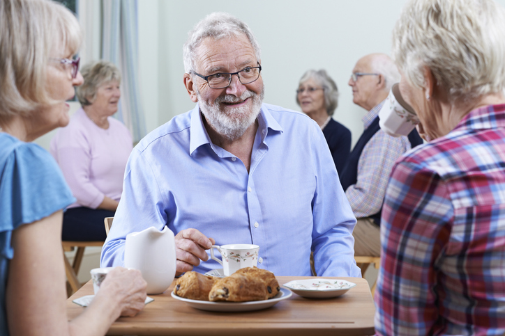 seniors having coffee