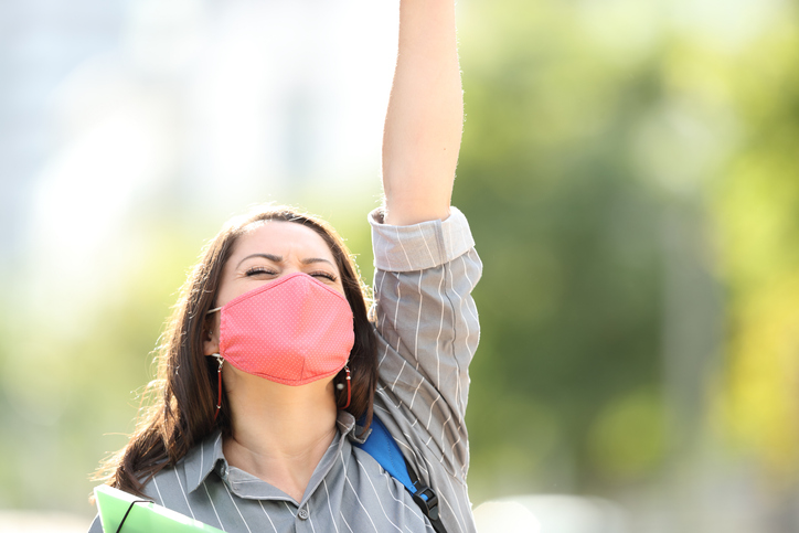 Woman celebrating