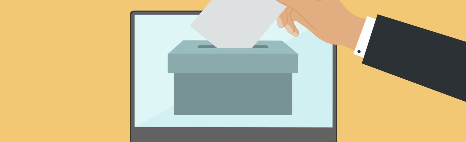 Election envelope going in a ballot box