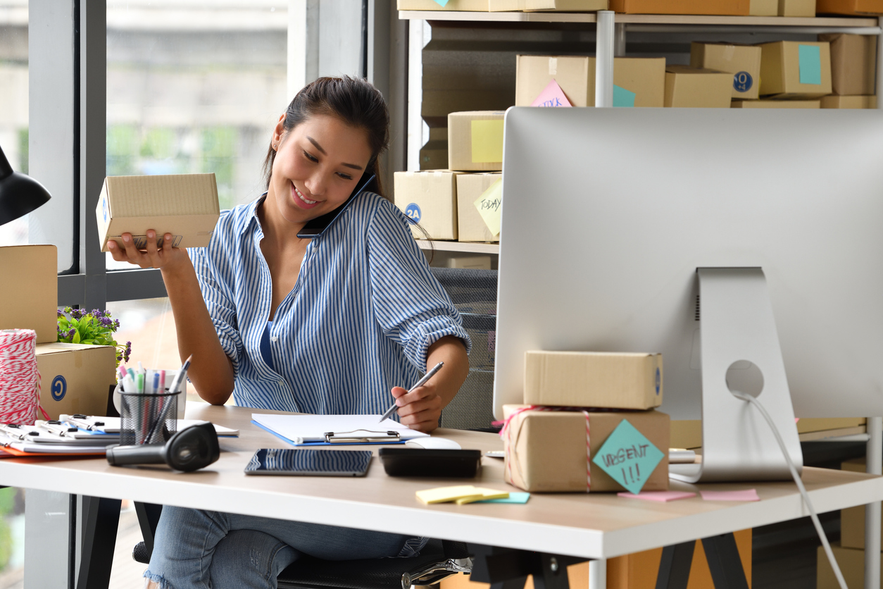 young woman entrepreneur stock photo