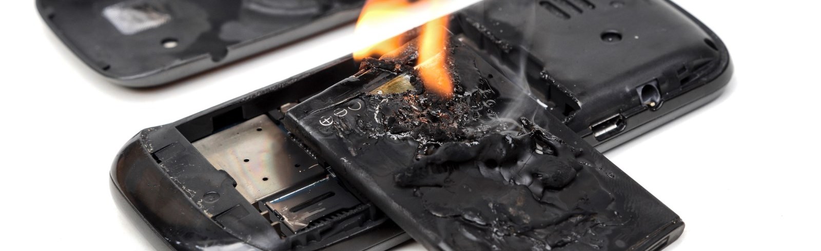Cell phone battery on fire