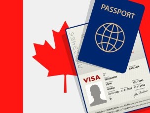 Canadian Flag with a passport