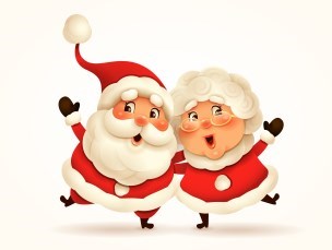 Santa and Mrs claus waving