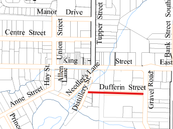 Map of Dufferin Street Construction
